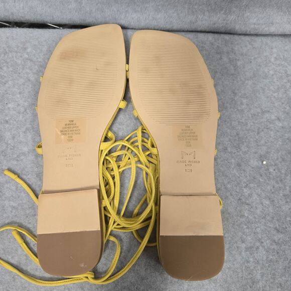 NWOT Marc Fisher Yellow Mahalia Ankle Wrap Sandals Size 10 - Picture 6 of 9